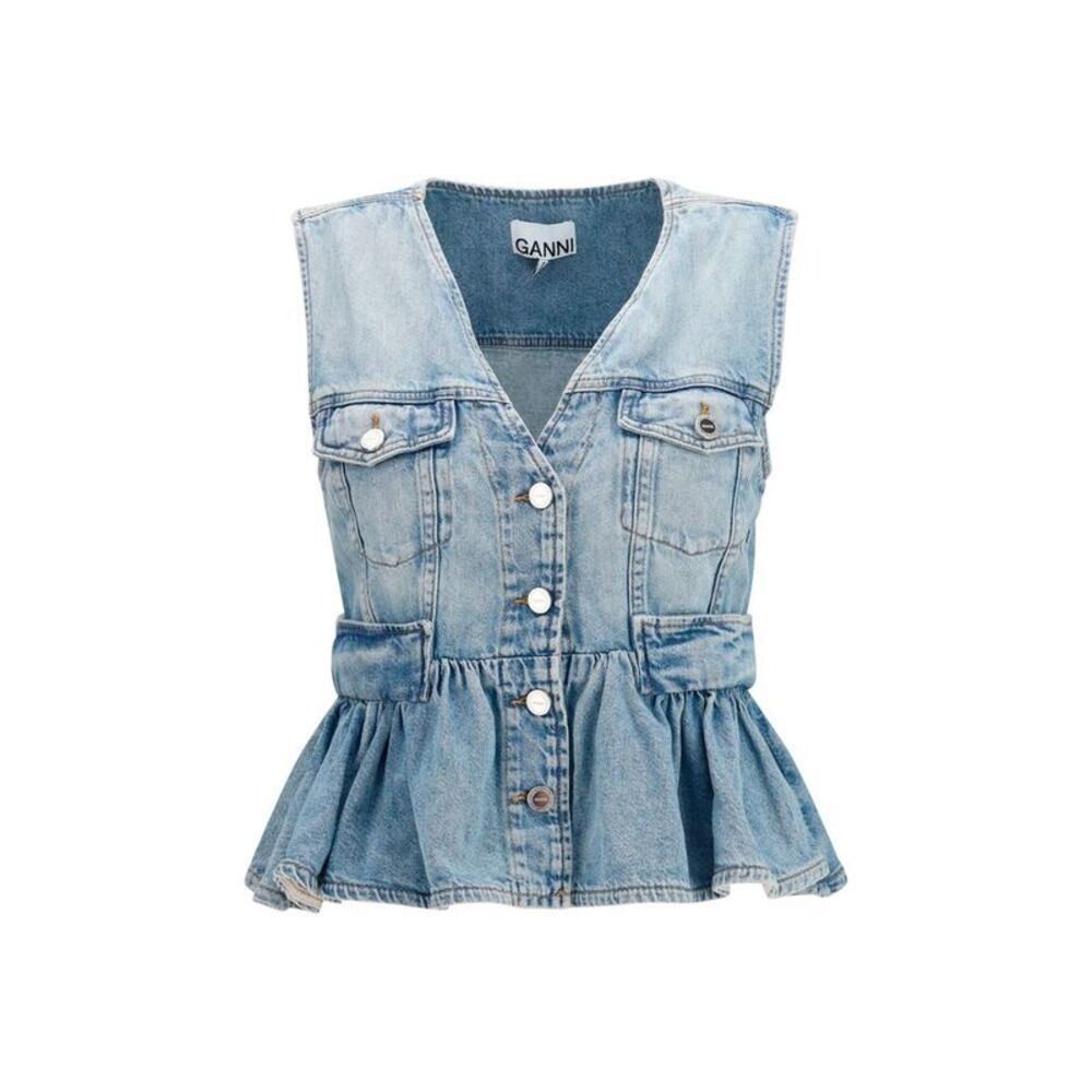Ganni Blue Cotton Denim Women's Jacket